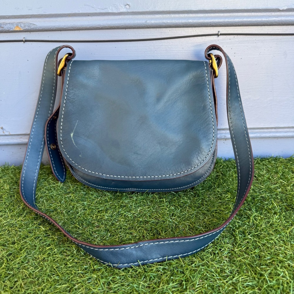 VTG Coach 1941 Saddle Black Crossbody Glovetanned Leather 20115 Contrast Stitch